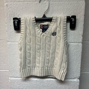 Chaps Kids Cream Cable Knit V-Neck Sweater Vest. 12M